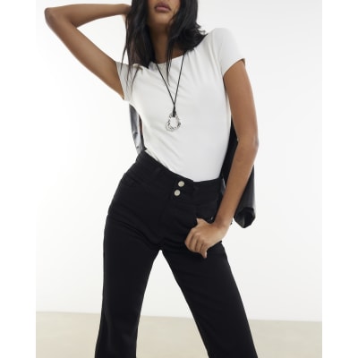 Black High Waisted Relaxed Flare Jeans