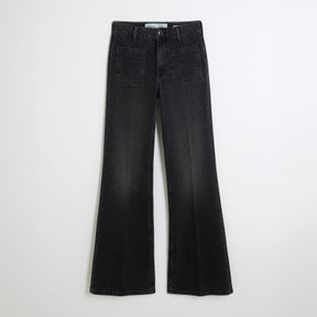 Black High Waisted Relaxed Flared Jeans