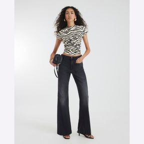 Black High Waisted Relaxed Flared Jeans