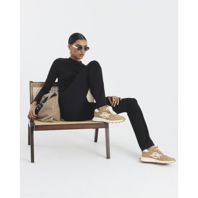 Black High Waisted Ribbed Flare Leggings