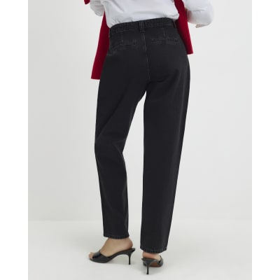 Black High Waisted Tapered Jeans