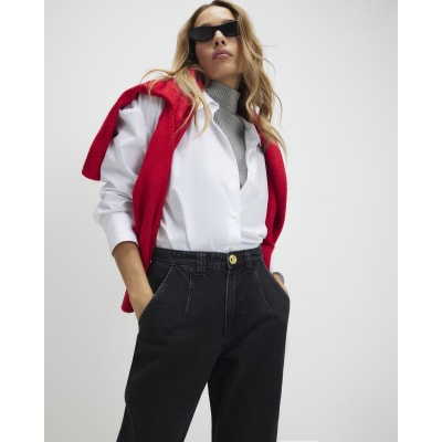Black High Waisted Tapered Jeans