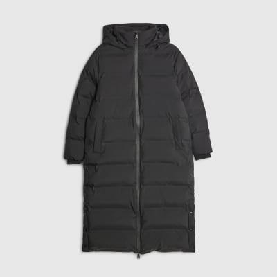 Black Hooded Longline Padded Coat