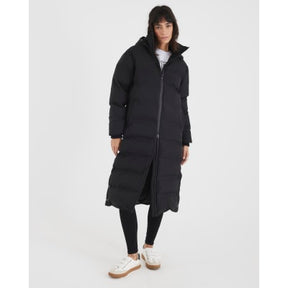 Black Hooded Longline Padded Coat