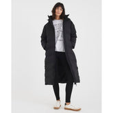 Black Hooded Longline Padded Coat