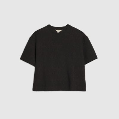 Black Jacquard Short Sleeve Boxy T-shirt
