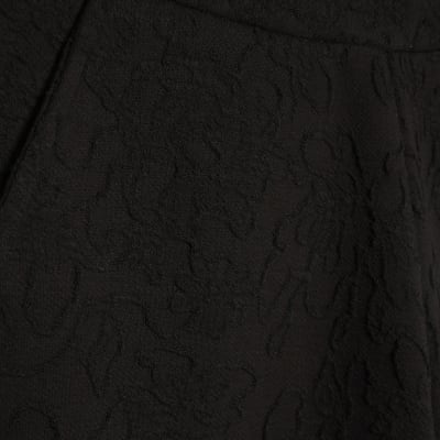 Black Jacquard Wide Leg Trousers