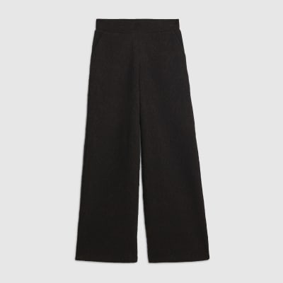 Black Jacquard Wide Leg Trousers