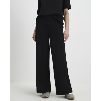 Black Jacquard Wide Leg Trousers