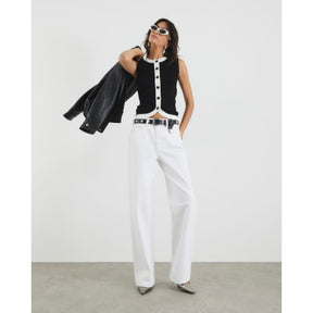 Black Knit Curved Hem Ribbed Top