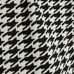 Black Knit Houndstooth High Neck Top