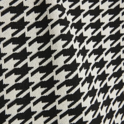 Black Knit Houndstooth High Neck Top