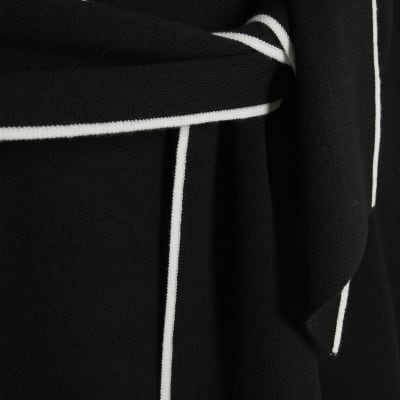 Black Knit Long Sleeve Tipped Bow Jumper