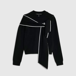 Black Knit Long Sleeve Tipped Bow Jumper