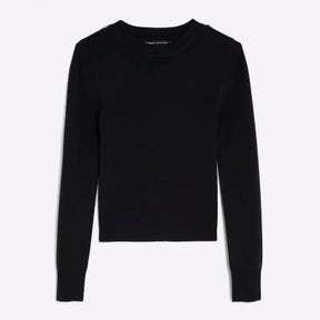 Black Knit Long Sleeve Top