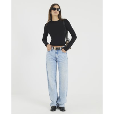 Black Knit Long Sleeve Top