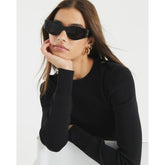 Black Knit Long Sleeve Top