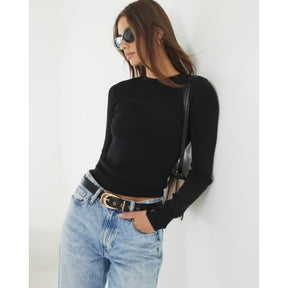 Black Knit Long Sleeve Top