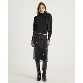 Black Knit Neck Bow Tie Jumper