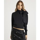 Black Knit Neck Bow Tie Jumper