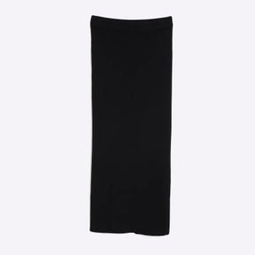 Black Knit Ribbed Midi Skirt