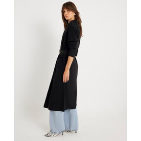 Black Knitted Belted Maxi Cardigan