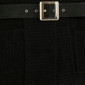 Black Knitted Belted Maxi Cardigan