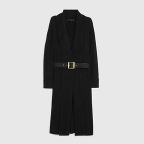 Black Knitted Belted Maxi Cardigan