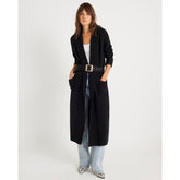 Black Knitted Belted Maxi Cardigan