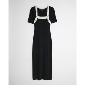 Black Knitted Button Detail Midi Dress