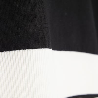 Black Knitted Button Detail T-shirt