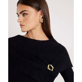 Black Knitted Cape Jumper