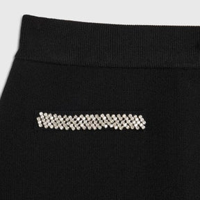 Black Knitted Embellished Mini Skirt