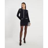 Black Knitted Embellished Mini Skirt