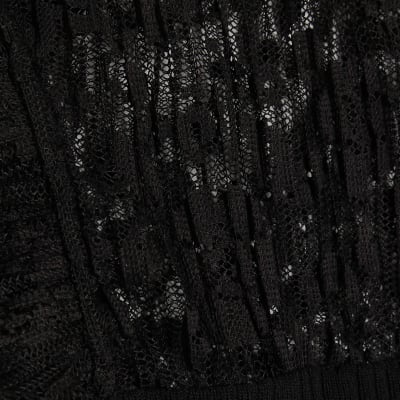 Black Knitted Lace Hybrid Sleeveless Top