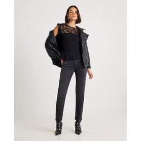 Black Knitted Lace Hybrid Sleeveless Top