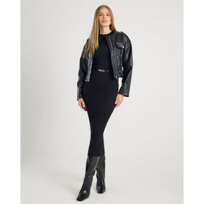 Black Knitted Long Sleeve Midi Dress