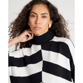 Black Knitted Striped Ribbed Jumper