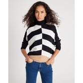 Black Knitted Striped Ribbed Jumper