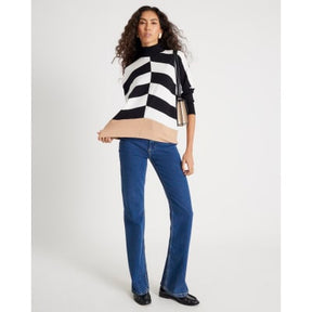 Black Knitted Striped Ribbed Jumper