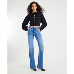 Black Knitted Structured Sleeve Cardigan