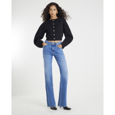 Black Knitted Structured Sleeve Cardigan