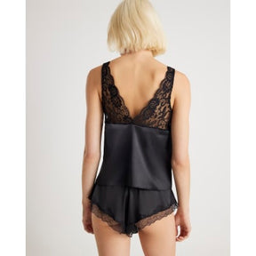 Black Lace Tie Trim Cami Top