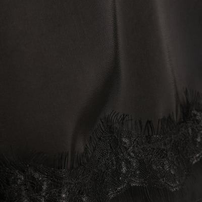 Black Lace Trim Bandeau Tunic Top