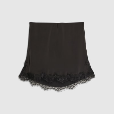 Black Lace Trim Bandeau Tunic Top