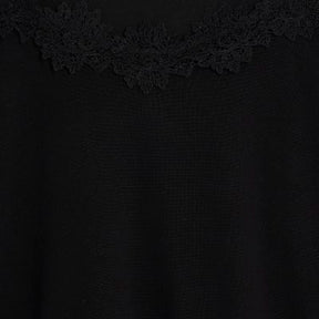 Black Lace Trim Cut Out Shoulder Top
