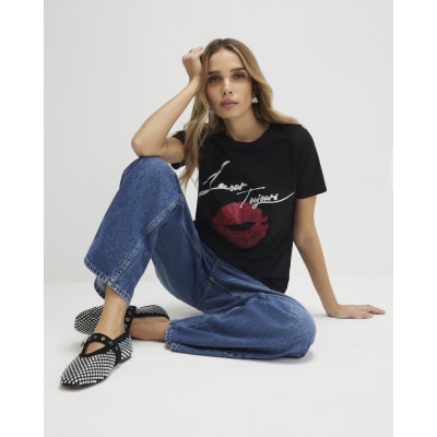 Black L'amour Lips T-Shirt