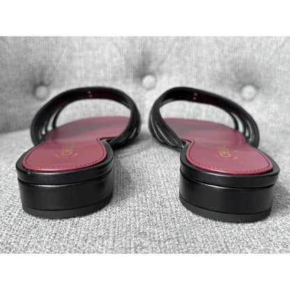 Chanel sandals crafted from black leather