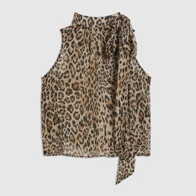 Black Leopard Pussybow Blouse