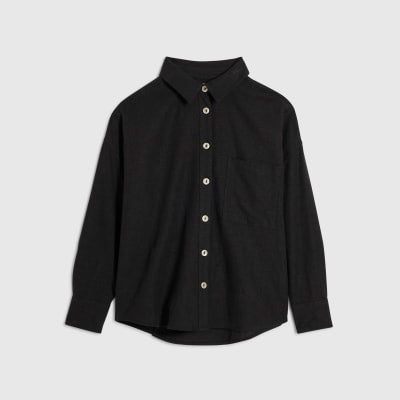 Black Linen Blend Shirt
